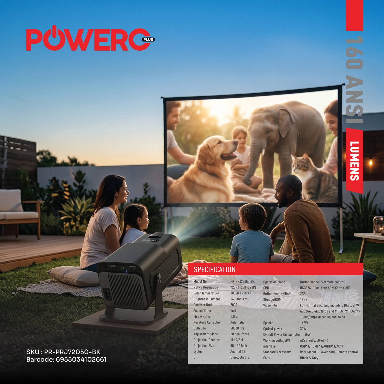 Vector Beam Android Projector With 160 ANSI Lumens